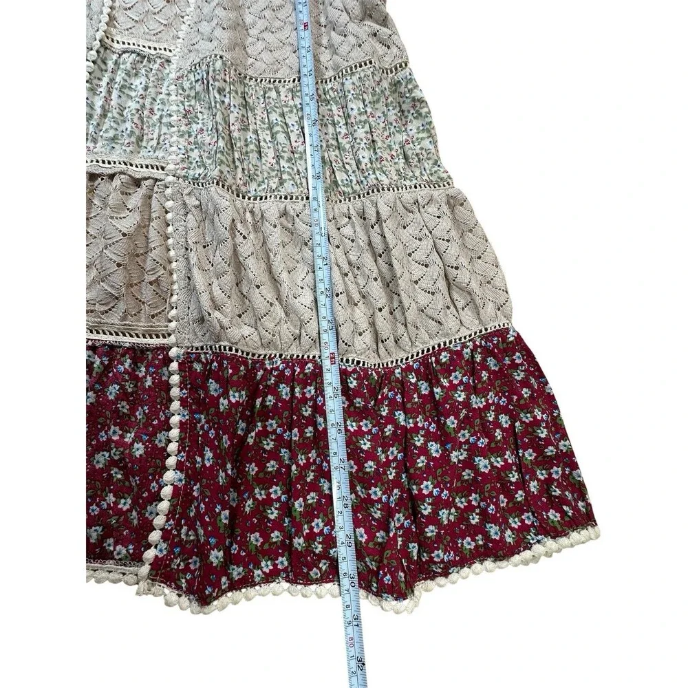 Boho Open Floral Panels Vest Women S Mixed Fabric Festival Fairy Forest Indie
